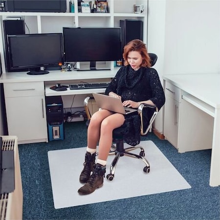 Floortex Chairmat, Gripper Back, 46inWx57inLx9/10inH, White FLRNCMFLLGC0004